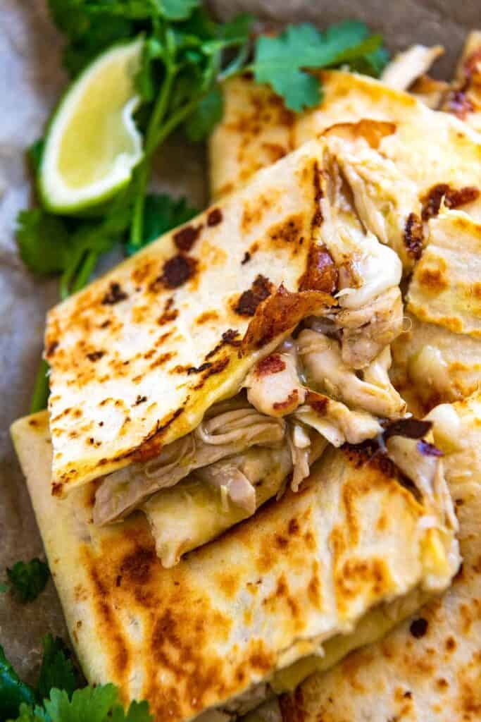 White chicken chili quesadillas