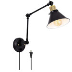 black plug in wall sconce