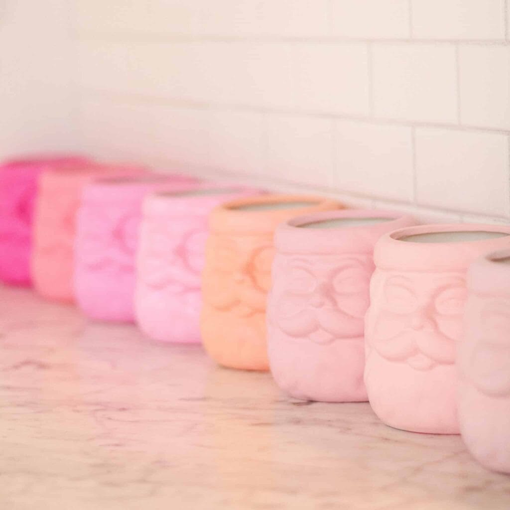 pink ombre santa painted coffee mugs