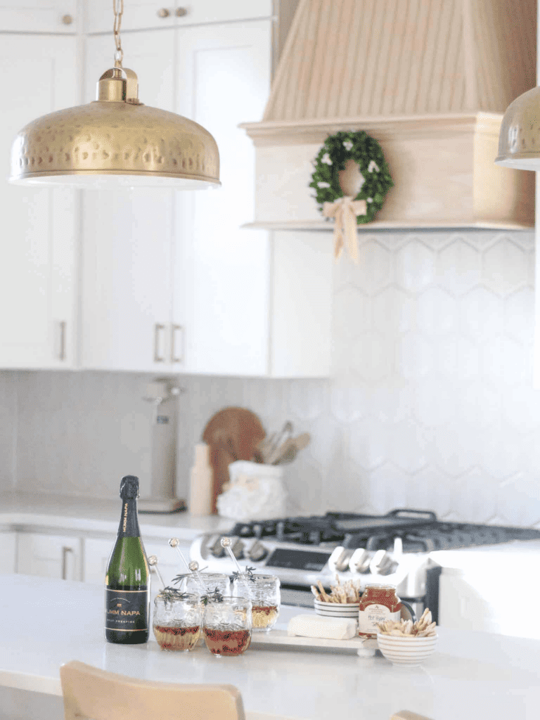 Holiday spread on white kitchen island