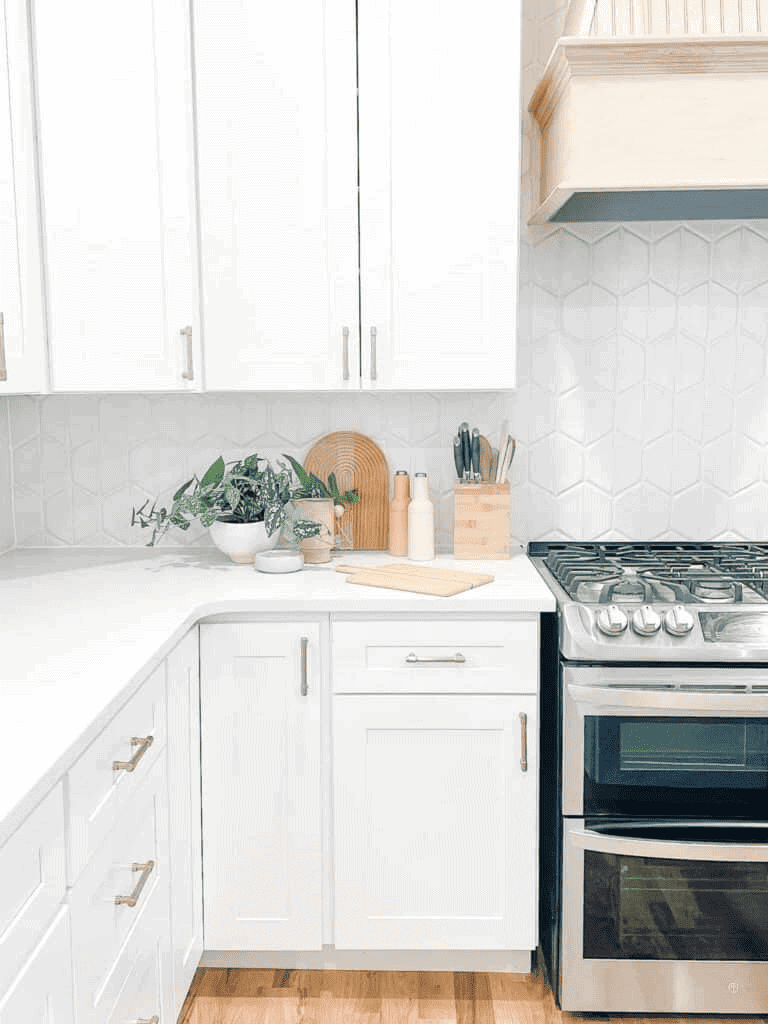 WHite kitchen with neutral decor