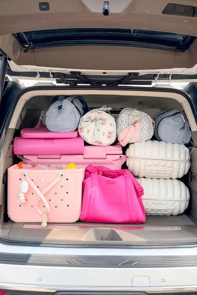packed trunk of SUV
