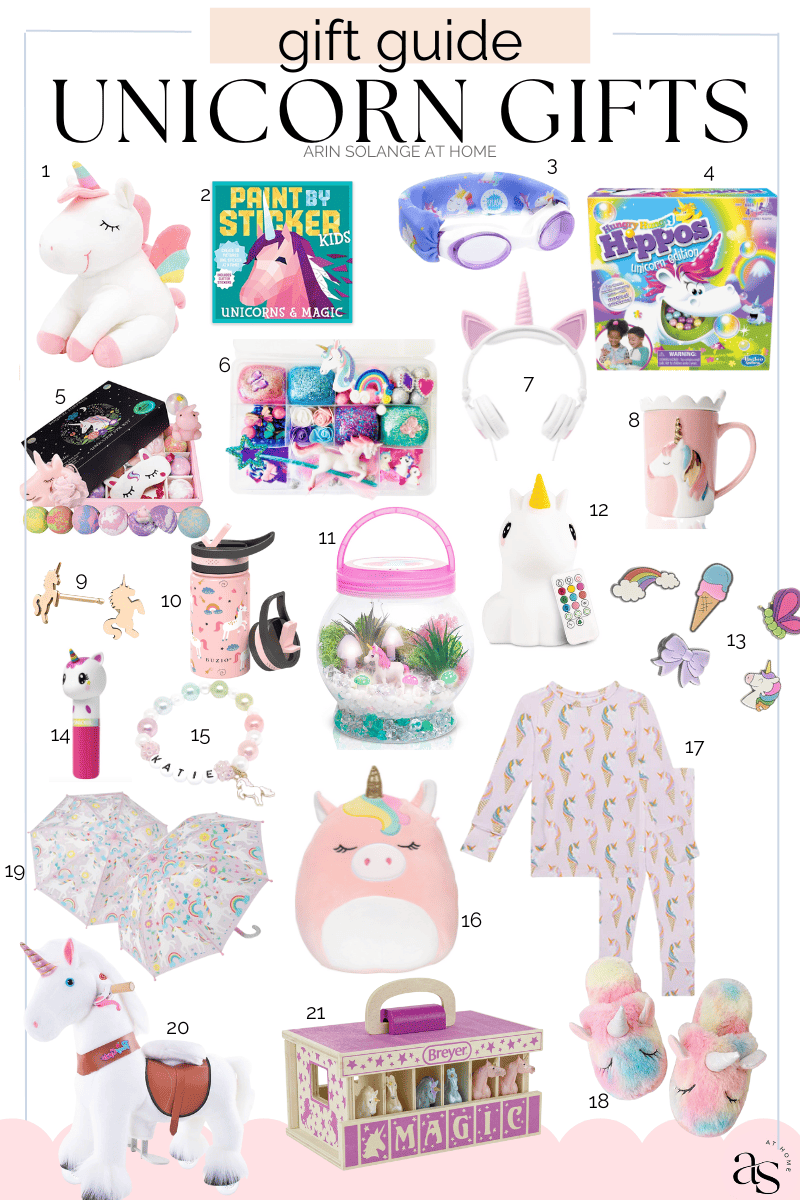 Unicorn Gifts for Girls - Unicorn Drawstring Backpack/Makeup  Bag/Bracelet/Necklace/Hair Ties/Keychain/Sticker (Flower Head 4) - Doctor  Unicorn
