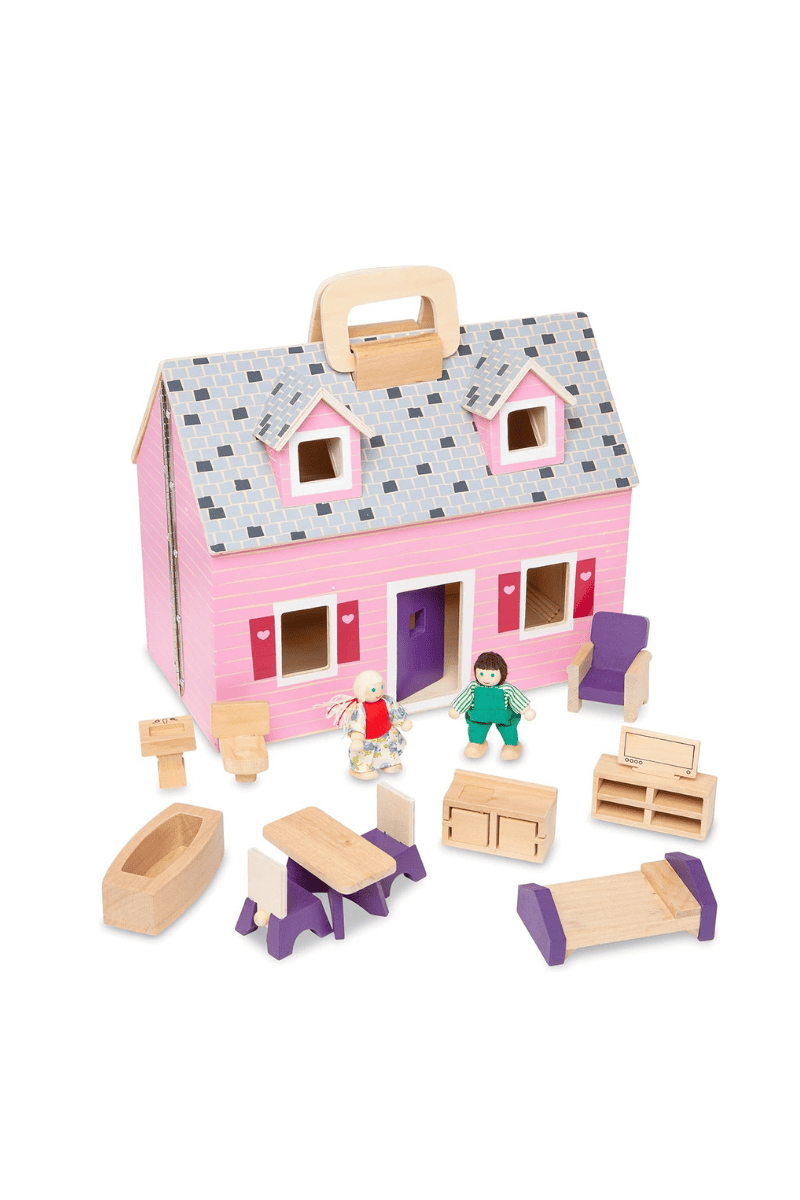Melissa & Doug Fold & Go 37006 - Fattoria In Legno Da Gioco 36 Pezzi Con Statuine E Mini Pad Scratch Art In Omaggio, Dai 3 Anni