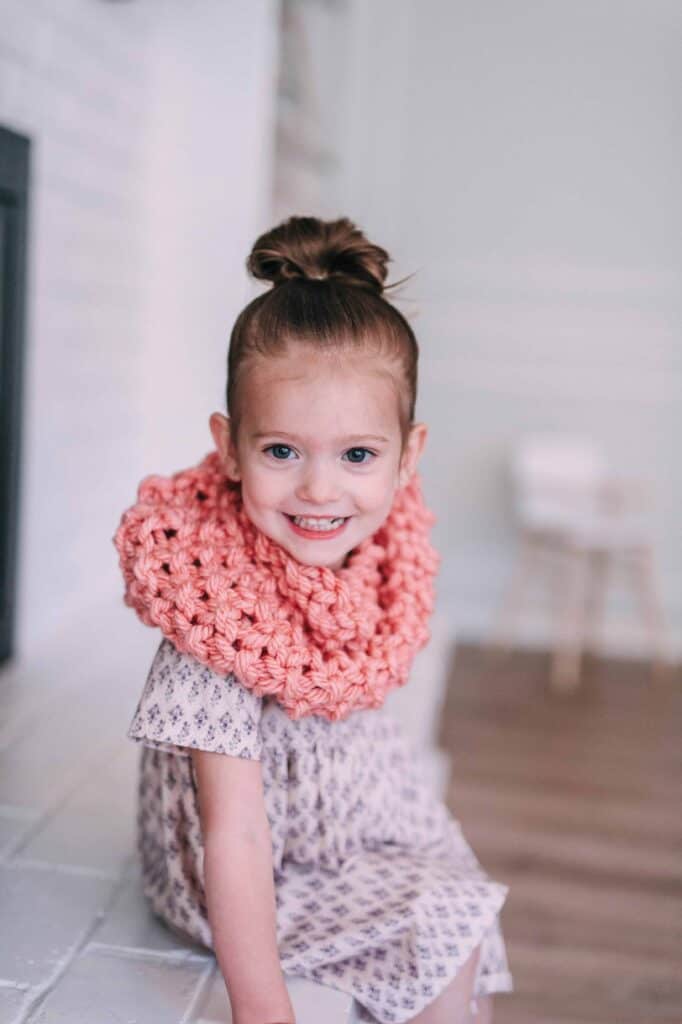 Toddler little girl with pink shawl