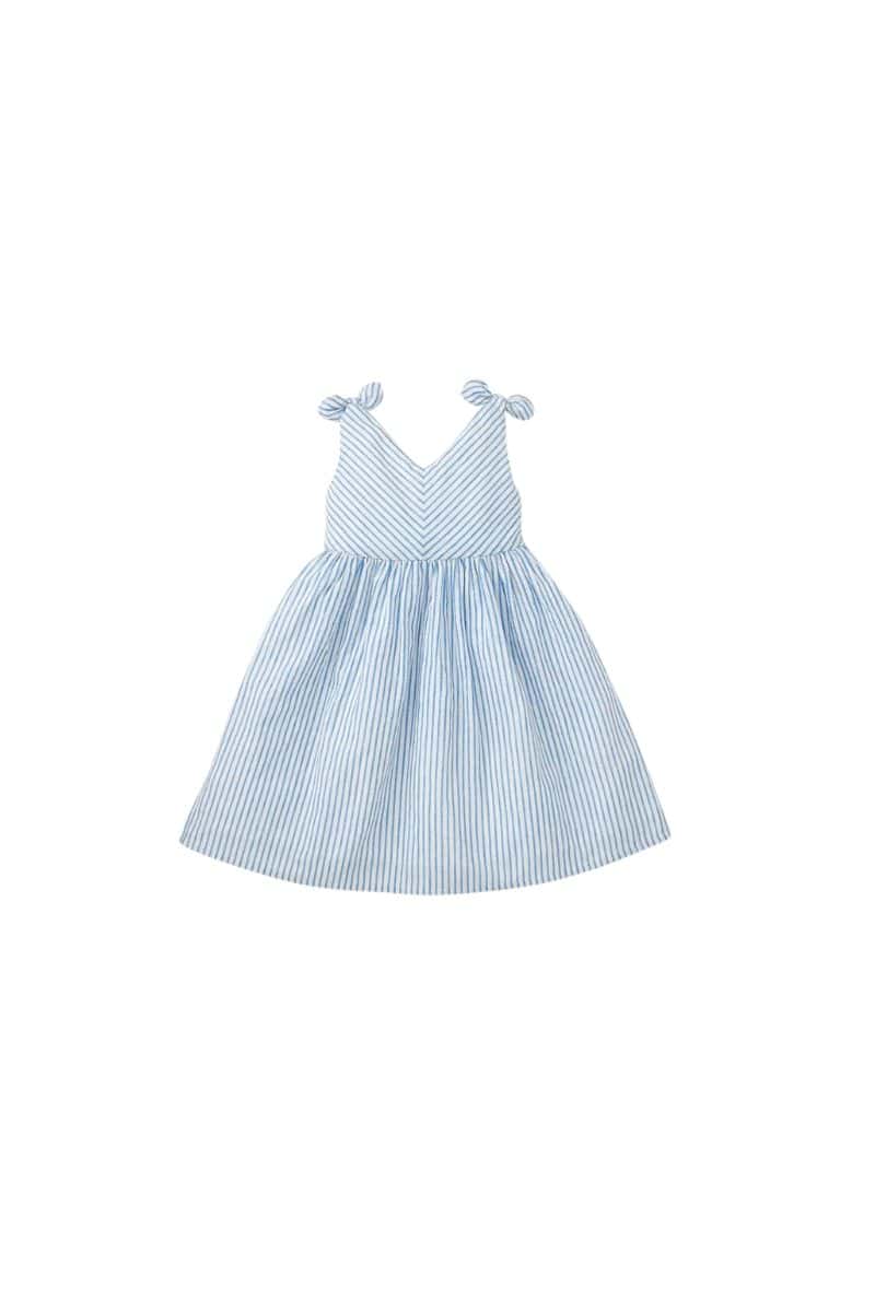 Girls Front bow striped dress
