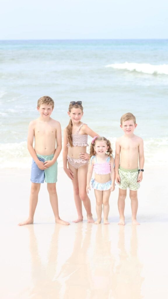 kids at beach in swimsuits