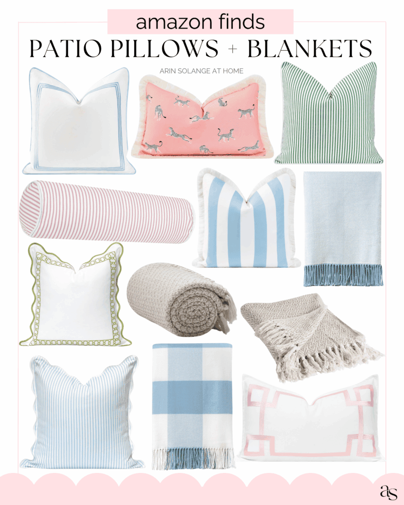 patio pillow and blankets