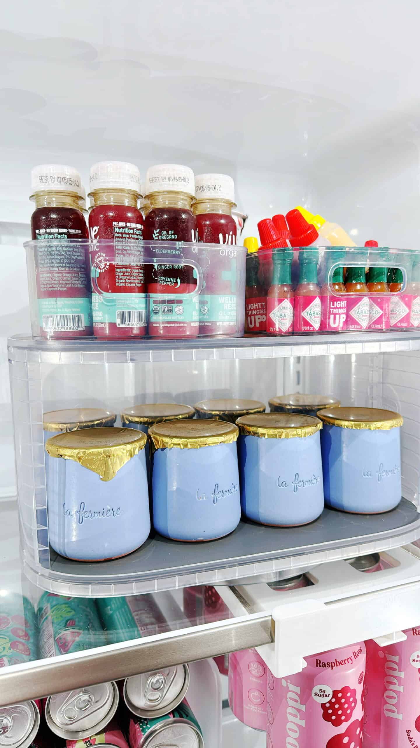 Clear storage containers for refrigerator organization
